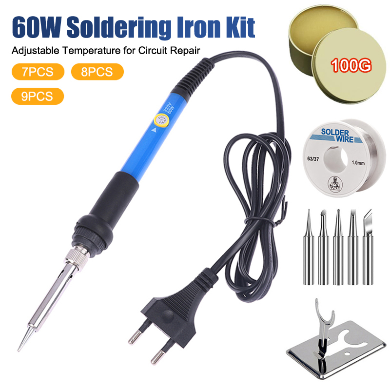 Power Tools Total - ชุดหัวแร้งบัดกรีไฟฟ้าปรับอุณหภูมิได้ 220V 60W พร้อมหัวแร้งสำหรับงาน DIY ซ่อมวงจร