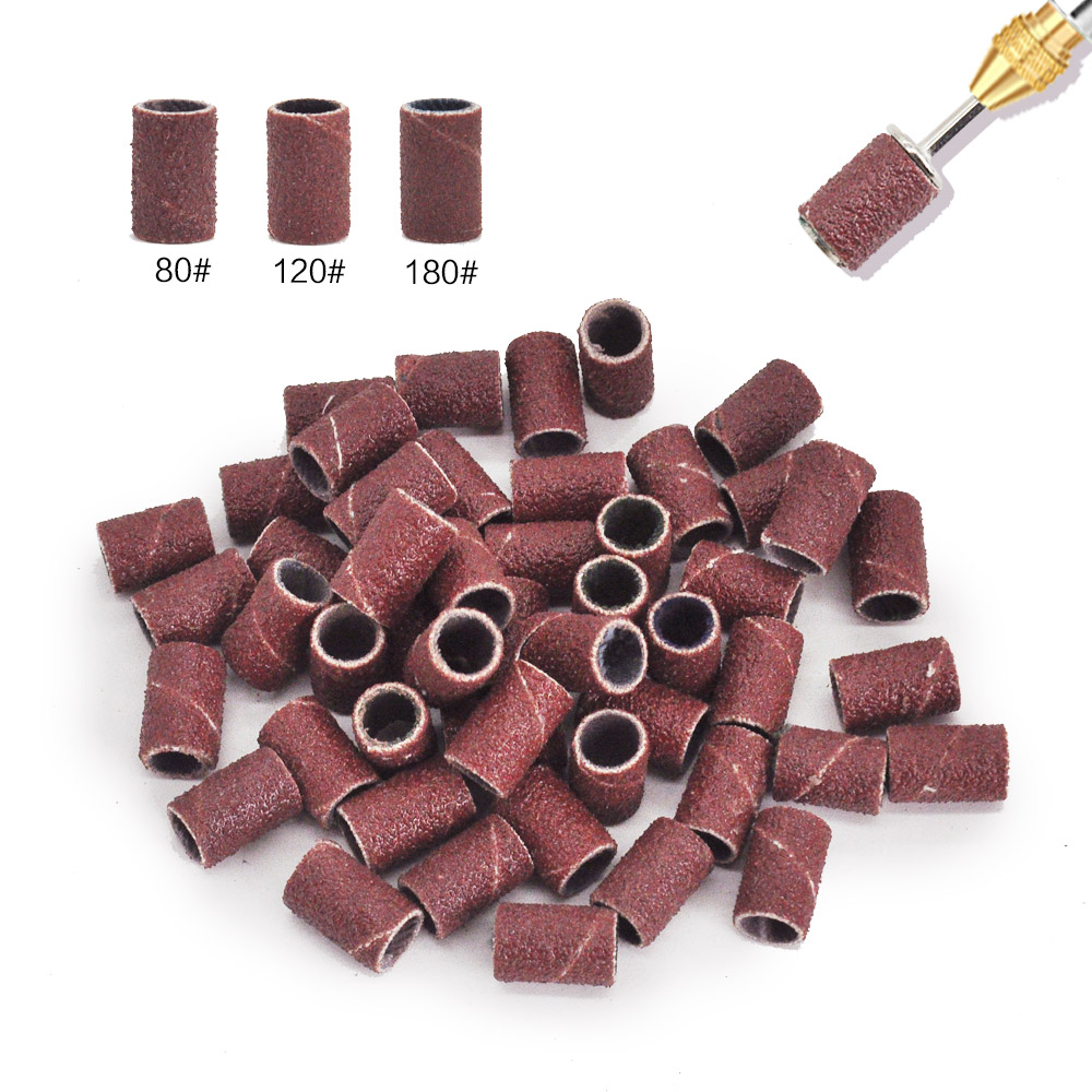 Power Tools Total - 100/50pcs Sanding CAP สําหรับเล็บไฟฟ้าเครื่อง 180/120/80 กรวดเจาะเล็บบดบิตไฟล์